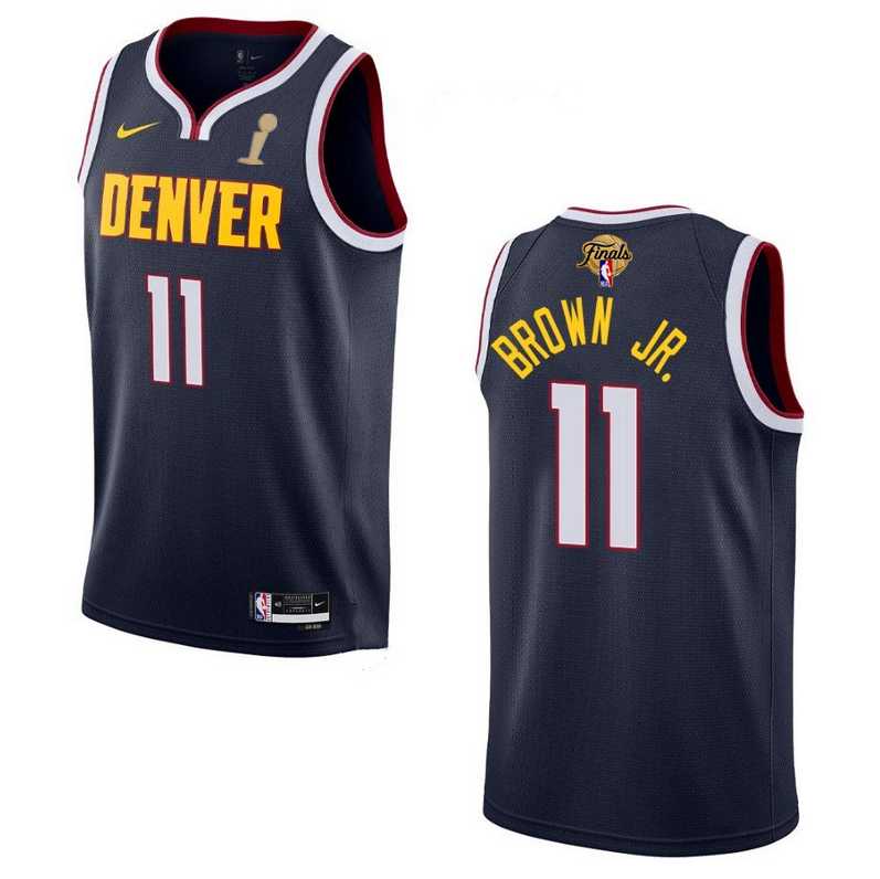 Mens Denver Nuggets #11 Bruce Brown Navy 2023 Finals Champions Icon EditionStitched Basketball Jersey